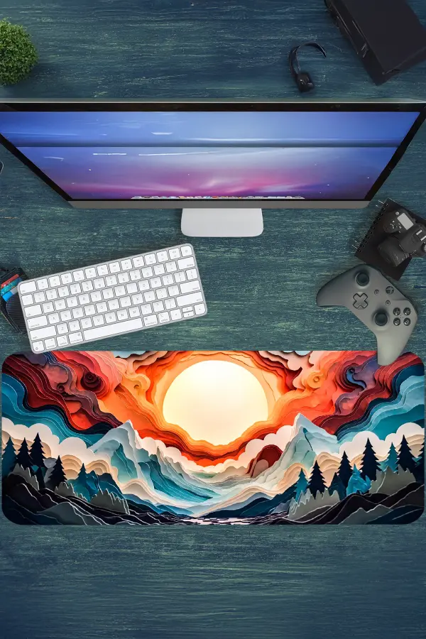 etsy169dikdortgen2 Aurora Rise Gaming oyuncu Mousepad Kaydırmaz Kauçuk Dikişli Kenar 80x30 cm Mousepad