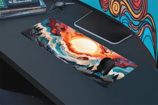 etsy169dikdortgen4 Aurora Rise Gaming oyuncu Mousepad Kaydırmaz Kauçuk Dikişli Kenar 80x30 cm Mousepad