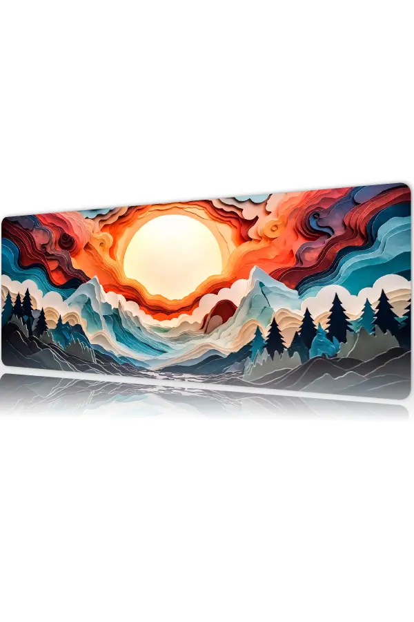 etsy169dikdortgen5 Aurora Rise Gaming oyuncu Mousepad Kaydırmaz Kauçuk Dikişli Kenar 80x30 cm Mousepad