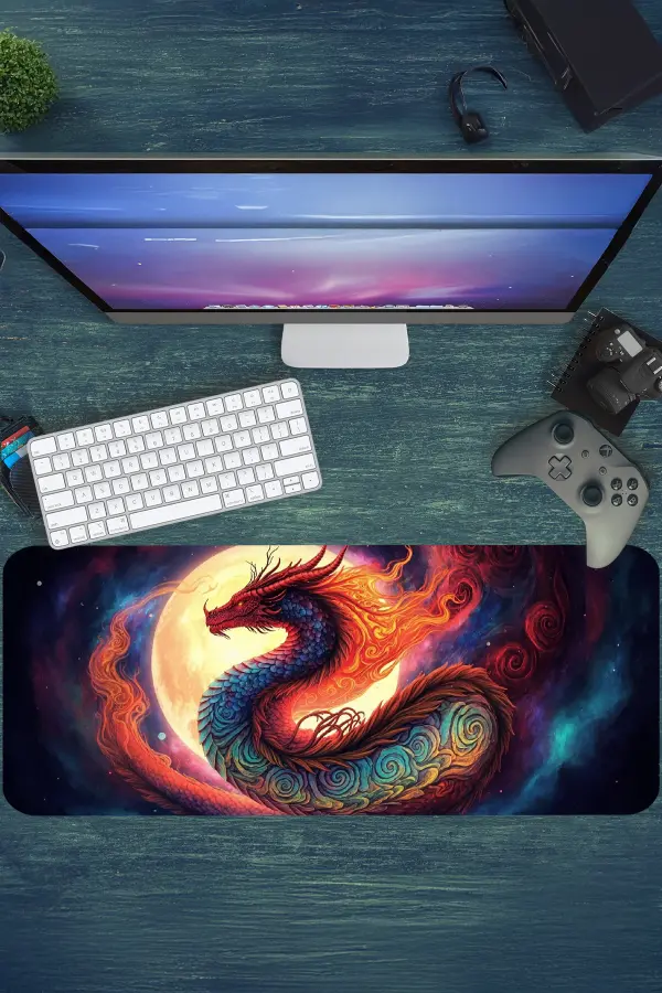 Solar Serpent  Gaming oyuncu Mousepad Kaydırmaz Kauçuk Dikişli Kenar 80x30 cm Mousepad