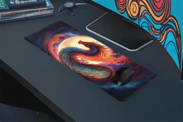 Solar Serpent  Gaming oyuncu Mousepad Kaydırmaz Kauçuk Dikişli Kenar 80x30 cm Mousepad