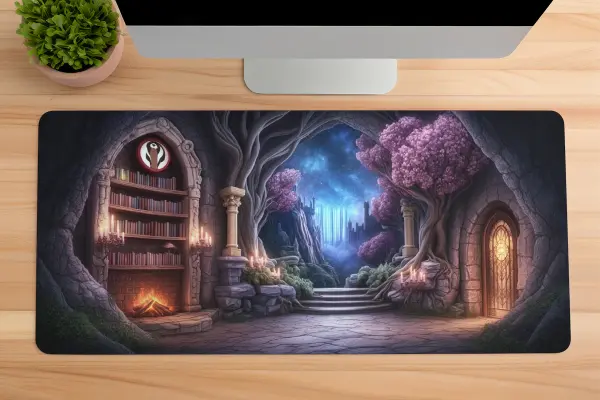 etsy173dikdortgen1 Enchanted Library Gateway Gaming oyuncu Mousepad Kaydırmaz Kauçuk Dikişli Kenar 80x30 cm Mousepad