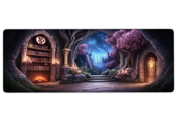 etsy173dikdortgen3 Enchanted Library Gateway Gaming oyuncu Mousepad Kaydırmaz Kauçuk Dikişli Kenar 80x30 cm Mousepad