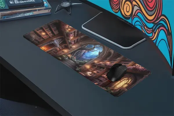 etsy174dikdortgen4 Arcane Library Hall Gaming oyuncu Mousepad Kaydırmaz Kauçuk Dikişli Kenar 80x30 cm Mousepad