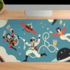 Retro Space Crew Gaming oyuncu Mousepad Kaydırmaz Kauçuk Dikişli Kenar 90x40 cm Mousepad