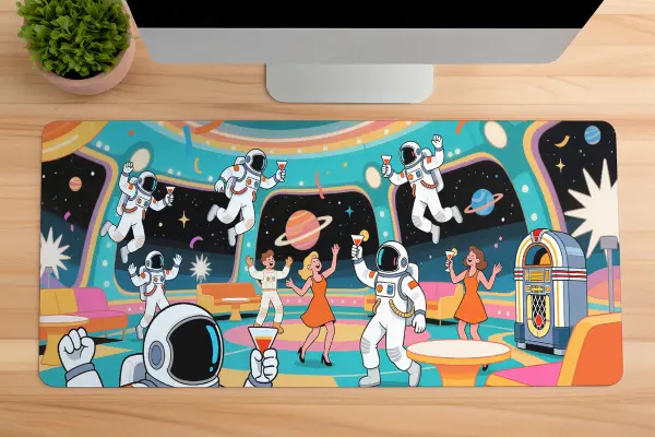 Space Disco Party Gaming oyuncu Mousepad Kaydırmaz Kauçuk Dikişli Kenar 70x30 cm Mousepad