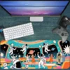 Space Disco Party Gaming oyuncu Mousepad Kaydırmaz Kauçuk Dikişli Kenar 70x30 cm Mousepad