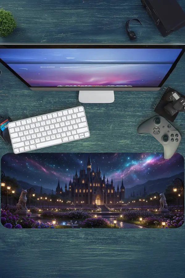 Celestial Castle Gaming oyuncu Mousepad Kaydırmaz Kauçuk Dikişli Kenar 70x30 cm Mousepad