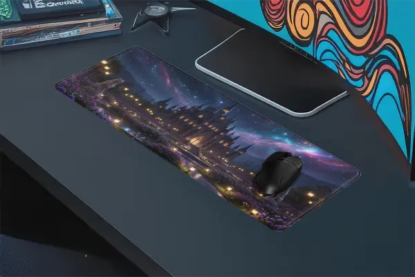 Celestial Castle Gaming oyuncu Mousepad Kaydırmaz Kauçuk Dikişli Kenar 70x30 cm Mousepad