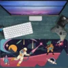 etsy188dikdortgen2 Cosmic Laser Battle Gaming oyuncu Mousepad Kaydırmaz Kauçuk Dikişli Kenar 80x30 cm Mousepad