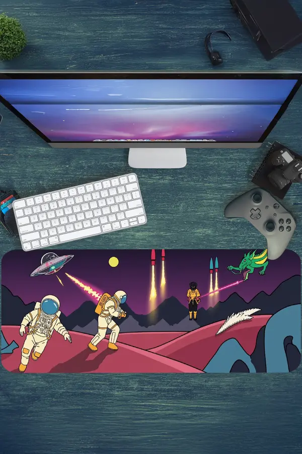 Retro Galaxy Gaming oyuncu Mousepad Kaydırmaz Kauçuk Dikişli Kenar 90x40 cm Mousepad