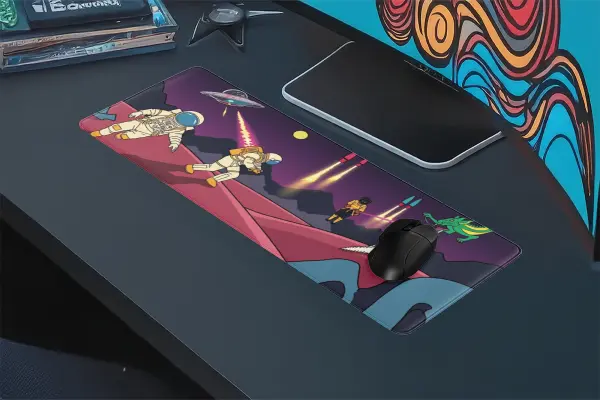 Retro Galaxy Gaming oyuncu Mousepad Kaydırmaz Kauçuk Dikişli Kenar 90x40 cm Mousepad