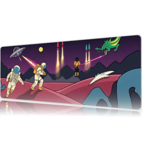 Retro Galaxy Gaming oyuncu Mousepad Kaydırmaz Kauçuk Dikişli Kenar 80x30 cm Mousepad