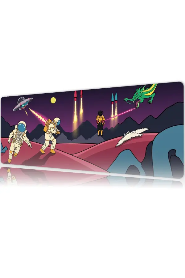 Retro Galaxy Gaming oyuncu Mousepad Kaydırmaz Kauçuk Dikişli Kenar 90x40 cm Mousepad