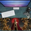 The Crimson Monarch Gaming oyuncu Mousepad Kaydırmaz Kauçuk Dikişli Kenar 90x40 cm Mousepad