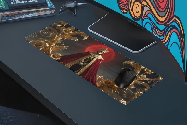 The Crimson Monarch Gaming oyuncu Mousepad Kaydırmaz Kauçuk Dikişli Kenar 90x40 cm Mousepad