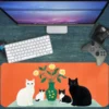 Cat Portraits Gaming oyuncu Mousepad Kaydırmaz Kauçuk Dikişli Kenar 70x30 cm Mousepad