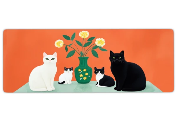 Cat Portraits Gaming oyuncu Mousepad Kaydırmaz Kauçuk Dikişli Kenar 70x30 cm Mousepad