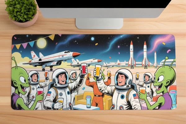 Cosmic Cheers Gaming oyuncu Mousepad Kaydırmaz Kauçuk Dikişli Kenar 70x30 cm Mousepad
