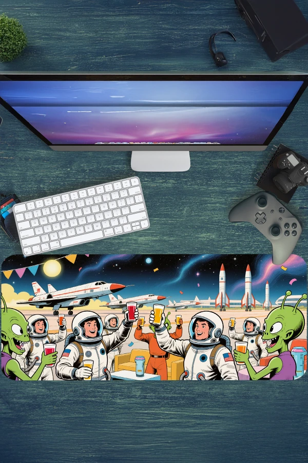 Cosmic Cheers Gaming oyuncu Mousepad Kaydırmaz Kauçuk Dikişli Kenar 70x30 cm Mousepad