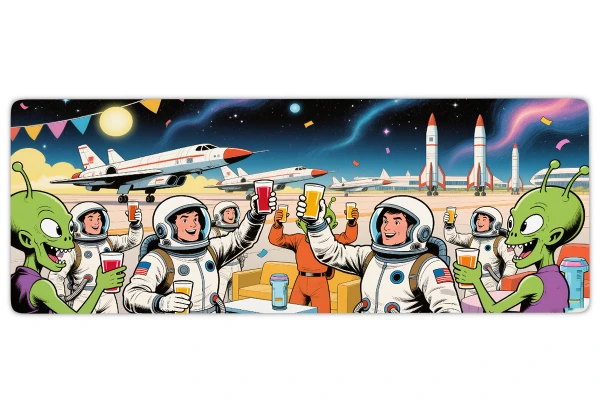 Cosmic Cheers Gaming oyuncu Mousepad Kaydırmaz Kauçuk Dikişli Kenar 70x30 cm Mousepad