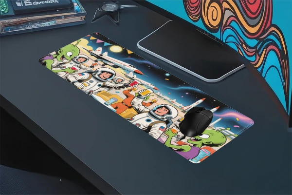 Cosmic Cheers Gaming oyuncu Mousepad Kaydırmaz Kauçuk Dikişli Kenar 70x30 cm Mousepad