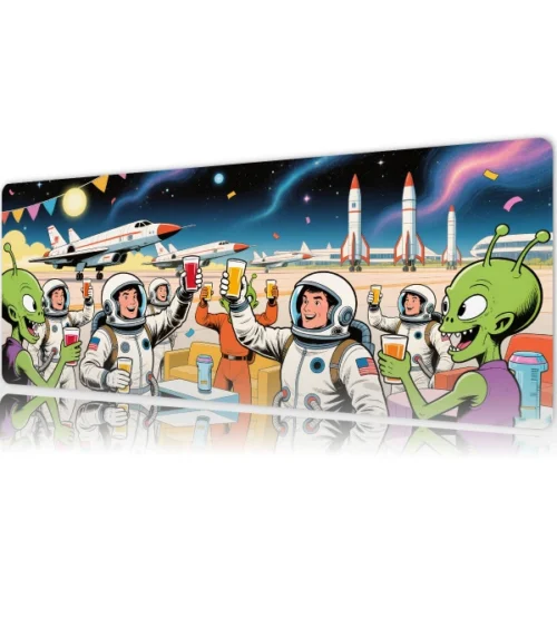 etsy194dikdortgen5 Cosmic Cheers Gaming oyuncu Mousepad Kaydırmaz Kauçuk Dikişli Kenar 80x30 cm Mousepad
