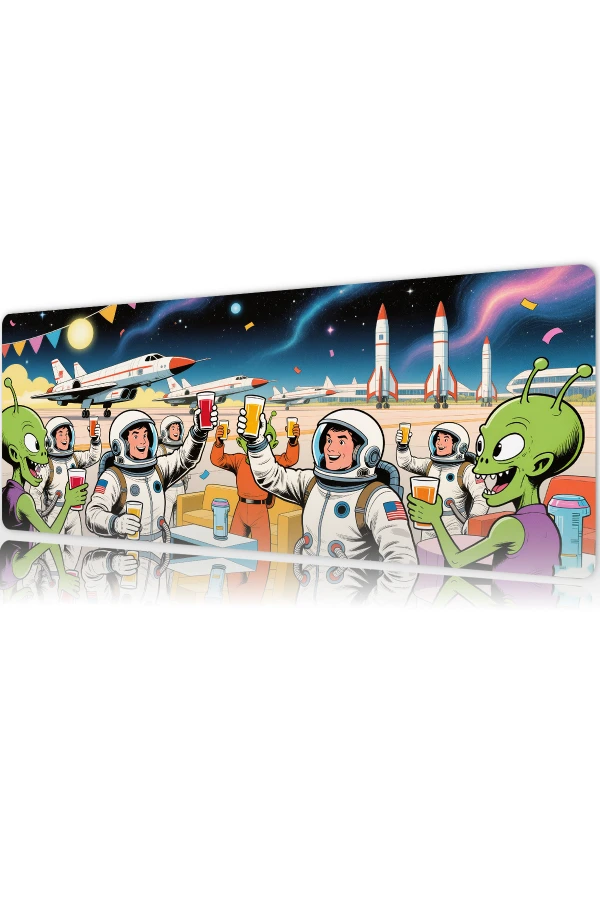 Cosmic Cheers Gaming oyuncu Mousepad Kaydırmaz Kauçuk Dikişli Kenar 70x30 cm Mousepad