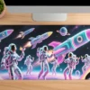 Neon Space Parade Gaming oyuncu Mousepad Kaydırmaz Kauçuk Dikişli Kenar 90x40 cm Mousepad