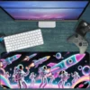 Neon Space Parade Gaming oyuncu Mousepad Kaydırmaz Kauçuk Dikişli Kenar 90x40 cm Mousepad