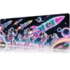 Neon Space Parade Gaming oyuncu Mousepad Kaydırmaz Kauçuk Dikişli Kenar 90x40 cm Mousepad