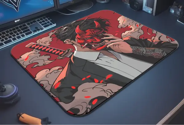 Demon’s Veil Gaming oyuncu Mouse pad Kaydırmaz Kauçuk Dikişli Kenar 480X400X4 Mm