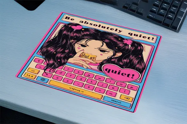 Q•u•i•e•t.exe Gaming oyuncu Mouse pad Kaydırmaz Kauçuk Dikişli Kenar 480X400X4 Mm