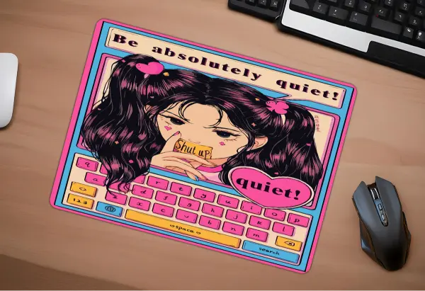 Q•u•i•e•t.exe Gaming oyuncu Mouse pad Kaydırmaz Kauçuk Dikişli Kenar 480X400X4 Mm