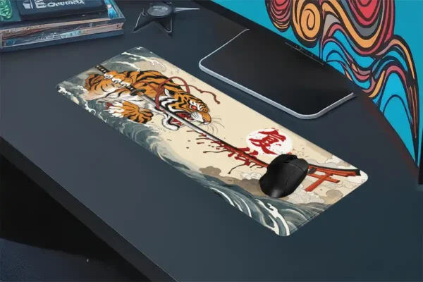 etsy87dikdortgen4 Vengeance of the Tiger Gaming oyuncu Mousepad Kaydırmaz Kauçuk Dikişli Kenar 80x30 cm Mousepad
