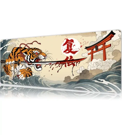 Vengeance of the Tiger Gaming oyuncu Mousepad Kaydırmaz Kauçuk Dikişli Kenar 80x30 cm Mousepad