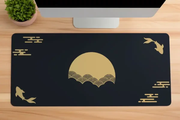 Golden Stillness Gaming oyuncu Mousepad Kaydırmaz Kauçuk Dikişli Kenar 80x30 cm Mousepad