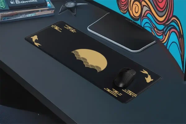 Golden Stillness Gaming oyuncu Mousepad Kaydırmaz Kauçuk Dikişli Kenar 80x30 cm Mousepad