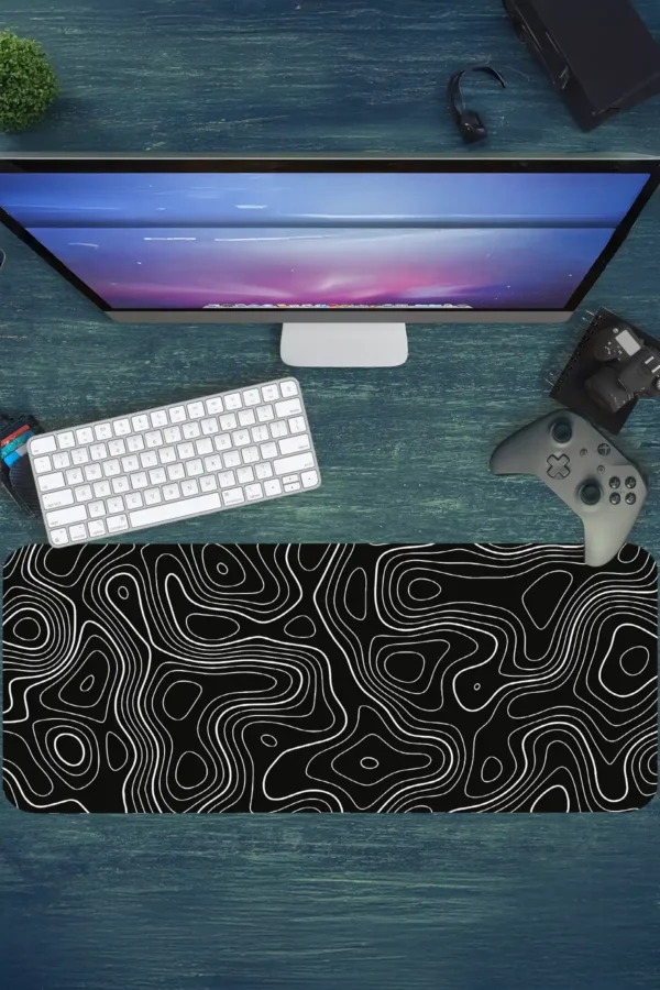 Topographic Flow Gaming oyuncu Mousepad Kaydırmaz Kauçuk Dikişli Kenar 80x30 cm Mousepad