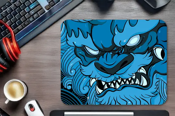 Blue Oni Gaming oyuncu Mouse pad Kaydırmaz Kauçuk Dikişli Kenar 40X30 CM