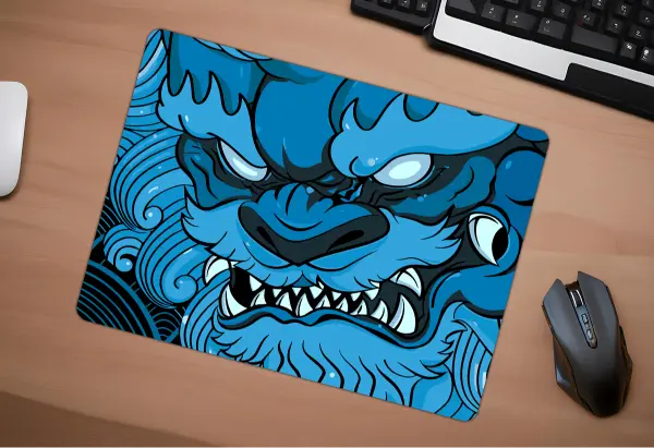 Blue Oni Gaming oyuncu Mouse pad Kaydırmaz Kauçuk Dikişli Kenar 40X30 CM