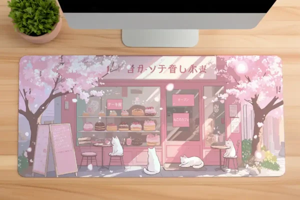 etsy95dikdortgen1 Sakura Cafe Gaming oyuncu Mousepad Kaydırmaz Kauçuk Dikişli Kenar 80x30 cm Mousepad