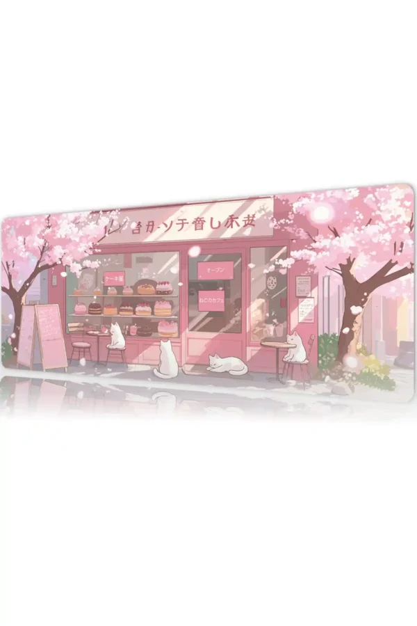 etsy95dikdortgen5 Sakura Cafe Gaming oyuncu Mousepad Kaydırmaz Kauçuk Dikişli Kenar 80x30 cm Mousepad