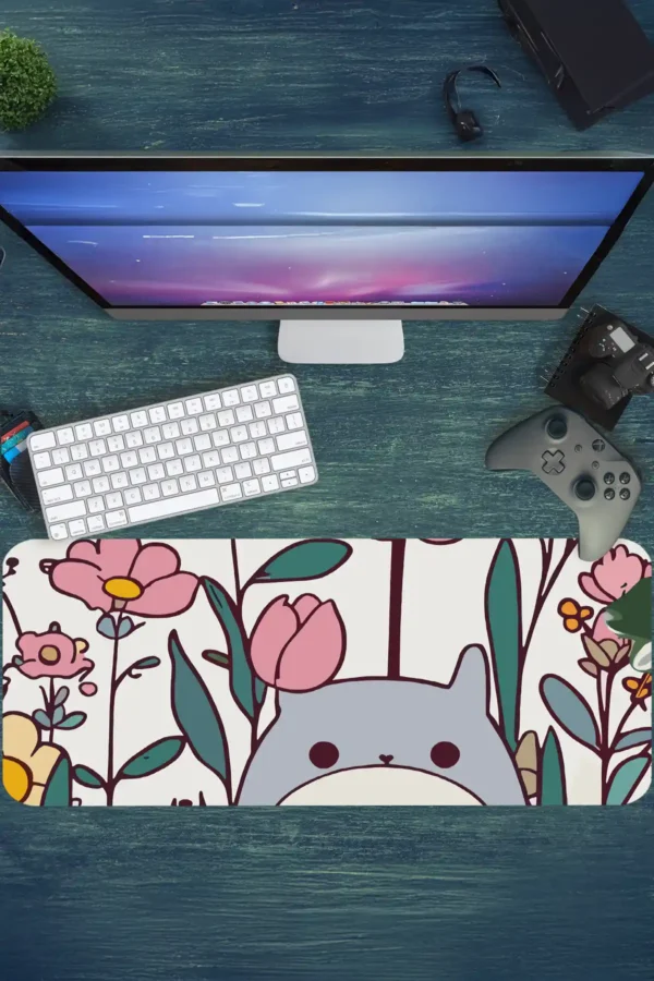 etsy98dikdortgen2 Totoro Garden Gaming oyuncu Mousepad Kaydırmaz Kauçuk Dikişli Kenar 80x30 cm Mousepad