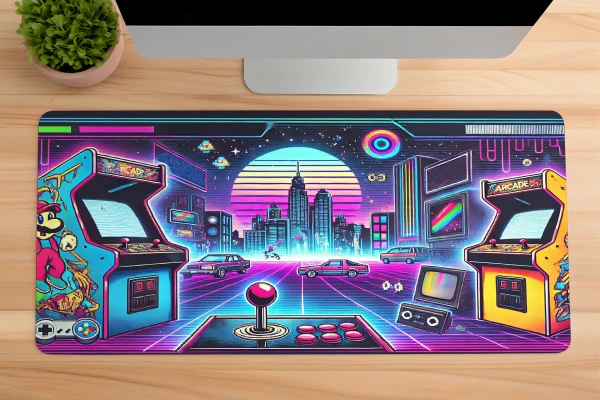 Retroverse 2080 Gaming oyuncu Mousepad Kaydırmaz Kauçuk Dikişli Kenar 90x40 cm Mousepad