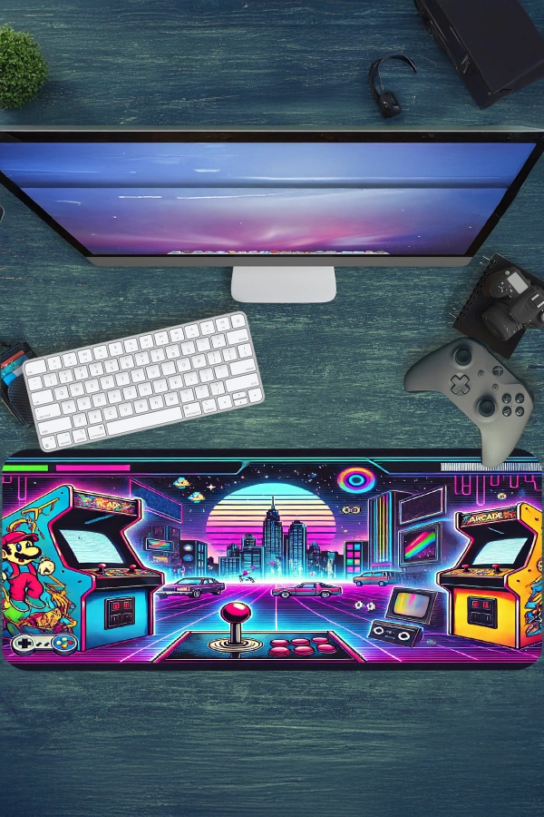 Retroverse 2080 Gaming oyuncu Mousepad Kaydırmaz Kauçuk Dikişli Kenar 90x40 cm Mousepad