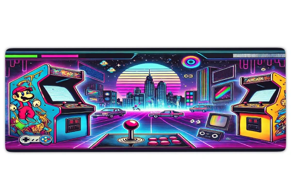 Retroverse 2080 Gaming oyuncu Mousepad Kaydırmaz Kauçuk Dikişli Kenar 90x40 cm Mousepad