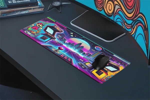 Retroverse 2080 Gaming oyuncu Mousepad Kaydırmaz Kauçuk Dikişli Kenar 90x40 cm Mousepad