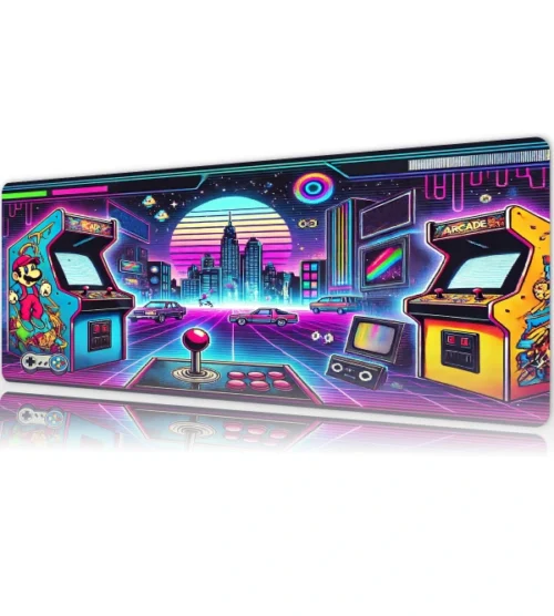 Retroverse 2080 Gaming oyuncu Mousepad Kaydırmaz Kauçuk Dikişli Kenar 80x30 cm Mousepad