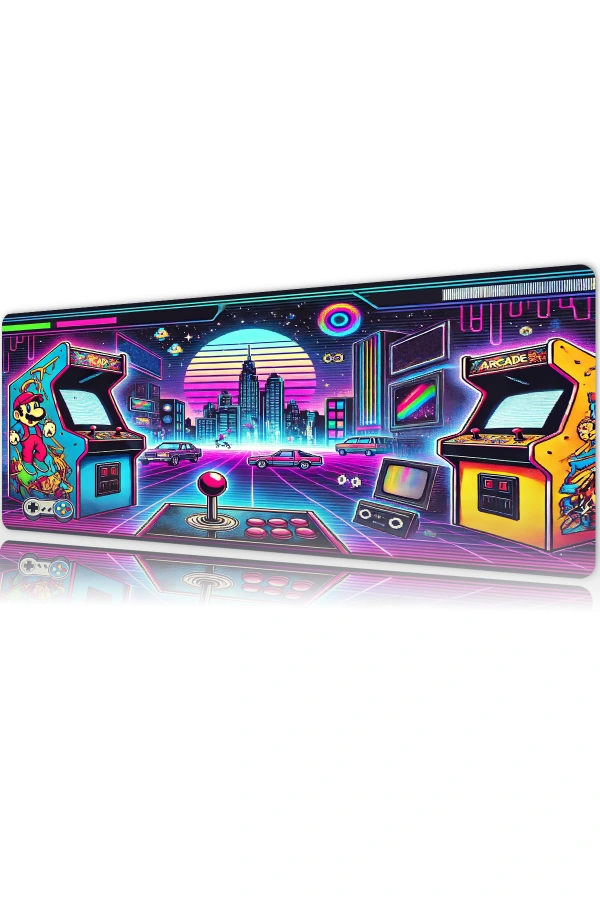 Retroverse 2080 Gaming oyuncu Mousepad Kaydırmaz Kauçuk Dikişli Kenar 90x40 cm Mousepad